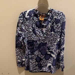 Tory Burch Camouflage Blouse in Purple and Gray